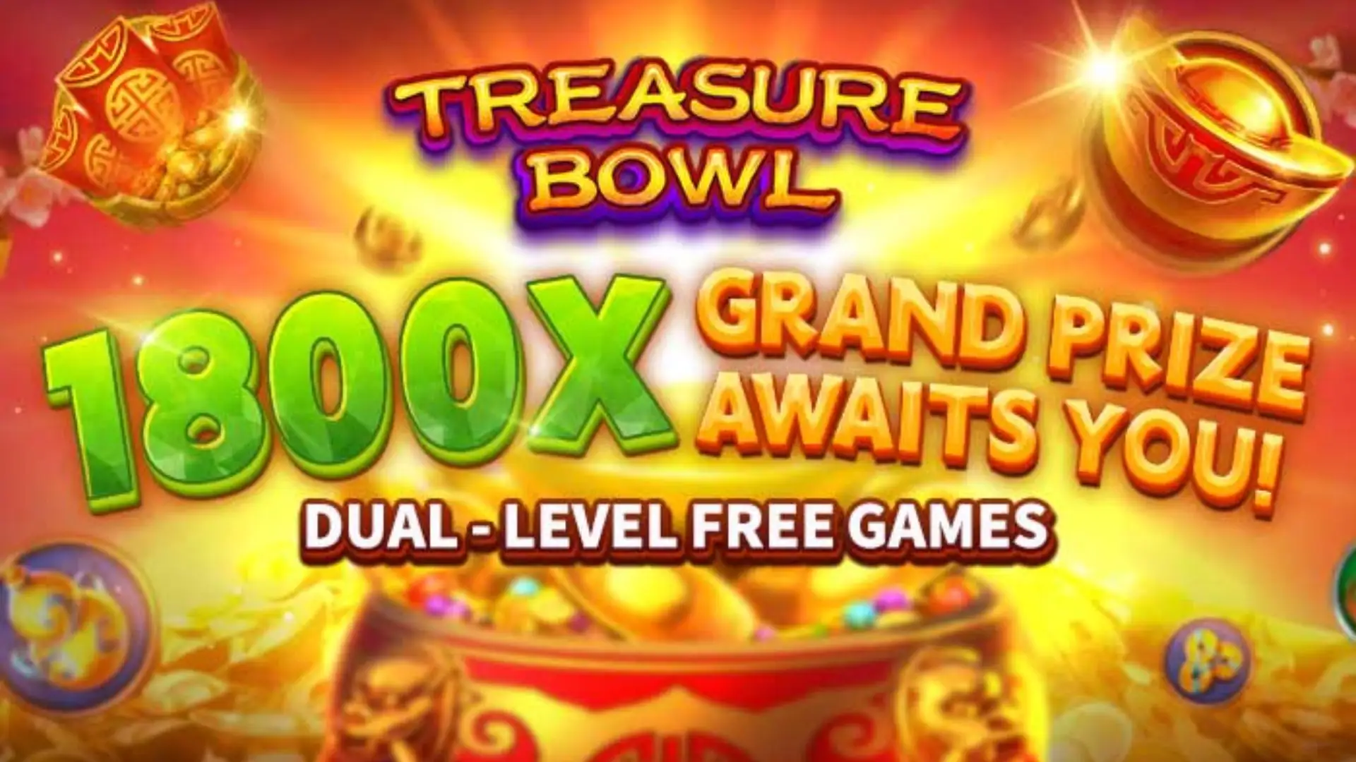 Multiplicadores Treasure Bowl eq777 - 7777x Máximo com Tigela Dourada